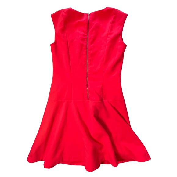H&M Dress Scuba Short Sleeveless Pink Neon Fit Flare Drop Waist Peplum Zipper 14 - Picture 13 of 16